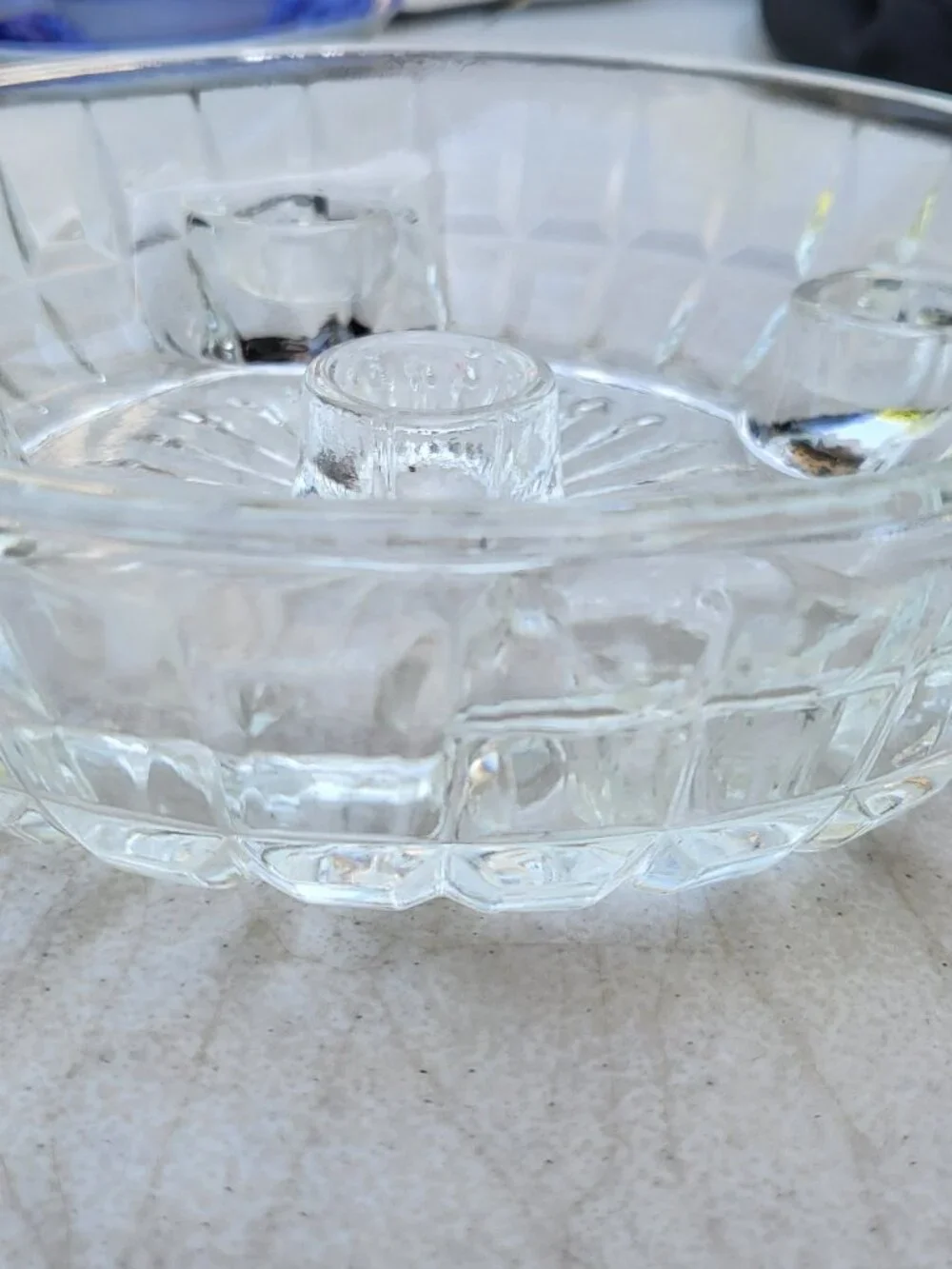 NWOT 6 Pieces Crystal & Ceramic Candle Holders Clear Floral, Never Used, Classic